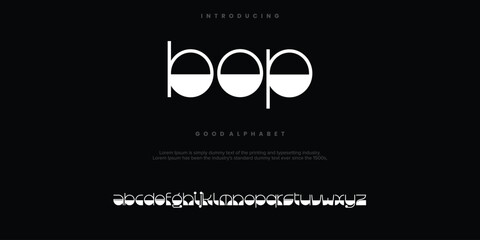 BOP abstract minimal modern alphabet fonts. Typography technology vector illustration