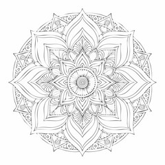 Fototapeta premium Cultural Abstract Artwork Graphic Elegant Monochrome Mandala Art Illustration with Intricate Patterns and Spiritual Design for Meditation and Decoration