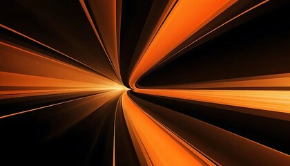 Orange speed tunnel abstract, radial burst background with light rays