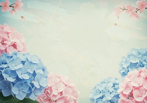 Delicate pastel hydrangeas in soft light.