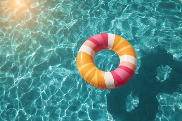 Life buoy floating in pool