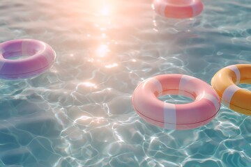 Life buoy floating in pool