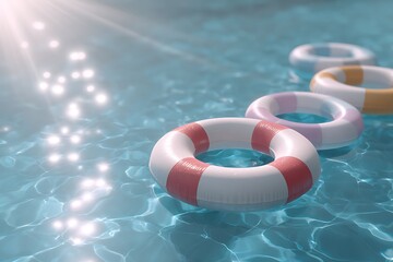 Life buoy floating in pool