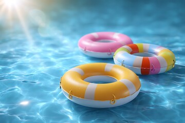 Life buoy floating in pool