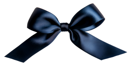 on a light surface, a shiny ribbon is tied into a bow. the bow is crafted from dark, deep colored fabric with visible stitching along the edges