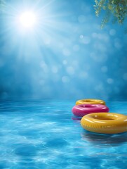 Life buoy floating in pool