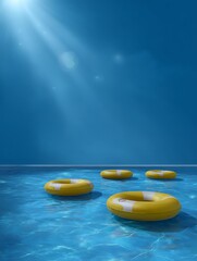 Life buoy floating in pool