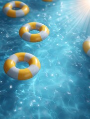 Life buoy floating in pool