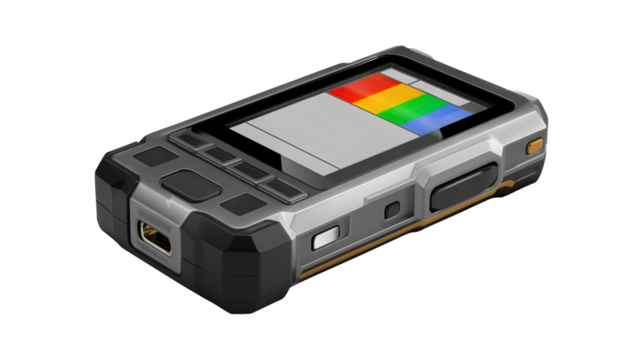 Rugged handheld device with colorful data visualization interface