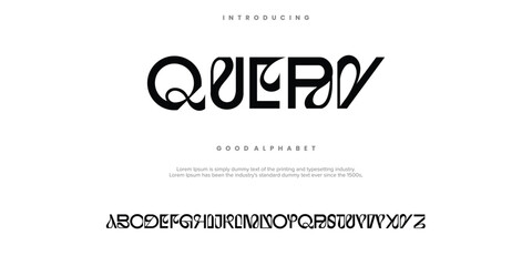 QUERY abstract digital alphabet font. Minimal technology typography, Creative urban sport fashion futuristic font and with numbers. vector illustration