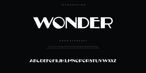 WONDER Modern minimal abstract alphabet fonts. Typography creative font. vector illustration