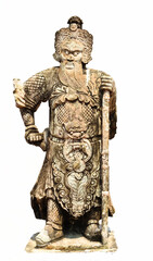 Fototapeta premium Chinese stone statue on white background in temple, Thailand