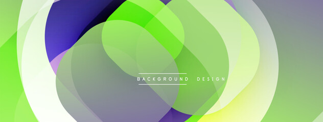 Fototapeta premium Abstract fluid shapes, vibrant green purple hues. Overlapping layers create dynamic visual effect. Modern design element.