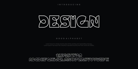 DESIGN monoline abstract minimal modern alphabet fonts. Typography technology vector illustration