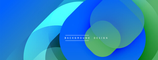 Abstract blue green gradient circles overlap. Modern design, smooth transitions, vibrant colors create dynamic visual effect.