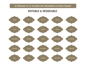 Labels for Jars and Pantry &ndash; Kitchen Stickers for Spice Jars with Labels, Rustic Tags for Homemade Storage and Organization