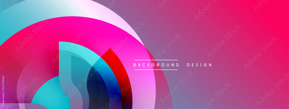 Poster Abstract vibrant layers create dynamic gradient effect. Pink, blue hues blend seamlessly, modern design element.