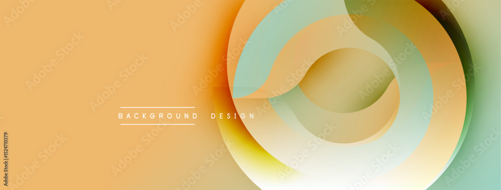 Aufkleber Abstract layers create dynamic visual flow. Warm colors blend with cool tones, forming circular patterns. Minimalist design for backgrounds.
