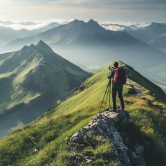 Fototapeta premium 4. Why might photographers use studio setups to capture mountain trails for stock images? -