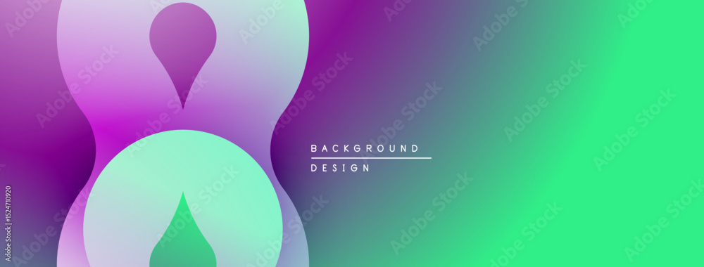 Poster abstract gradient shapes overlap. purple, green hues blend smoothly creating modern background desig