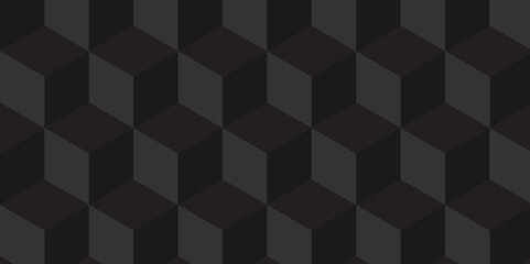 Fototapeta premium Minimal abstract dark black background from cubes victor art. Geometric tiles and mosaic creative stylish seamless pattern block cube background. minimal hexagon Cubes mosaic shape vector design 