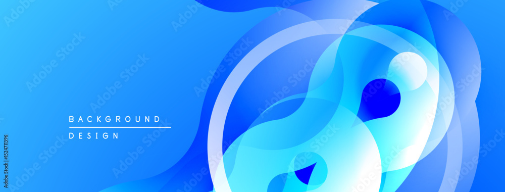 Aufkleber Abstract blue background. Overlapping shapes create fluid, dynamic composition. Modern design suitable for digital projects.