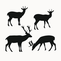 Obraz premium Elegant Deer Silhouettes A Collection of Four Black and White Deer Illustrations