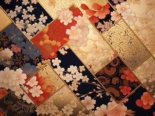 金色の背景と桜の和風背景