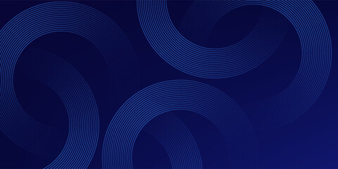 Abstract blue glowing geometric lines on dark blue background. Modern shiny blue circle lines pattern. Futuristic technology concept. Suit for cover, poster, banner, brochure, header, website