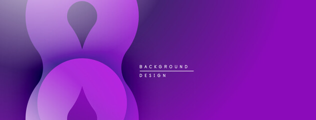 Abstract purple layers create flowing shapes. Gradient transitions offer depth, modern aesthetic. Minimalist design, suitable backdrop.