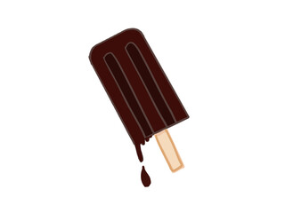 Illustration of a melting chocolate popsicle