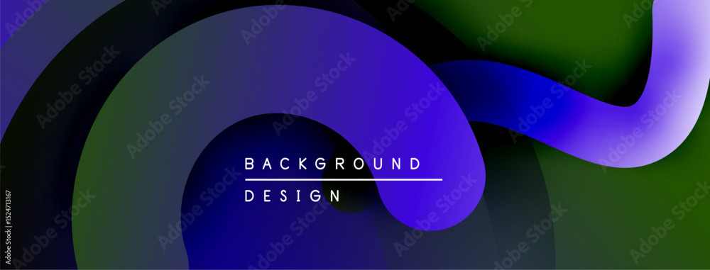 Aufkleber Abstract fluid shapes, vibrant colors blend. Modern design, dynamic composition, gradients create depth. Text reads background design.