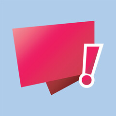 red shape banner with alert sign in isolated background