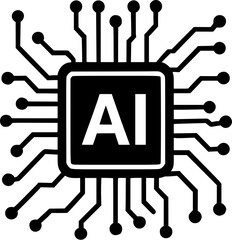 AI Chip Icon – Artificial Intelligence Circuit Processor Vector Design