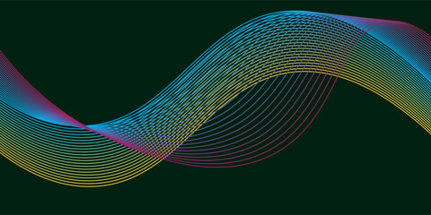 Abstract blue background with flowing lines for futuristic concept. Dynamic waves. vector