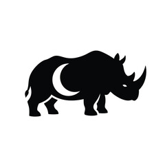 Stylized rhino silhouette with crescent moon design