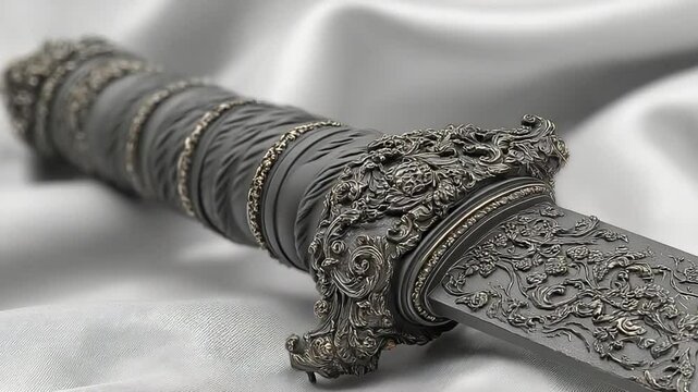 Intricately Designed Ceremonial Dagger with Detailed Floral and Ornamental Embellishments