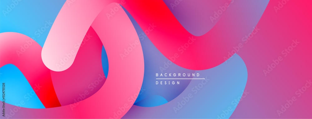 Poster abstract fluid shapes, vibrant colors blend. pink, red, blue gradients create dynamic composition. m