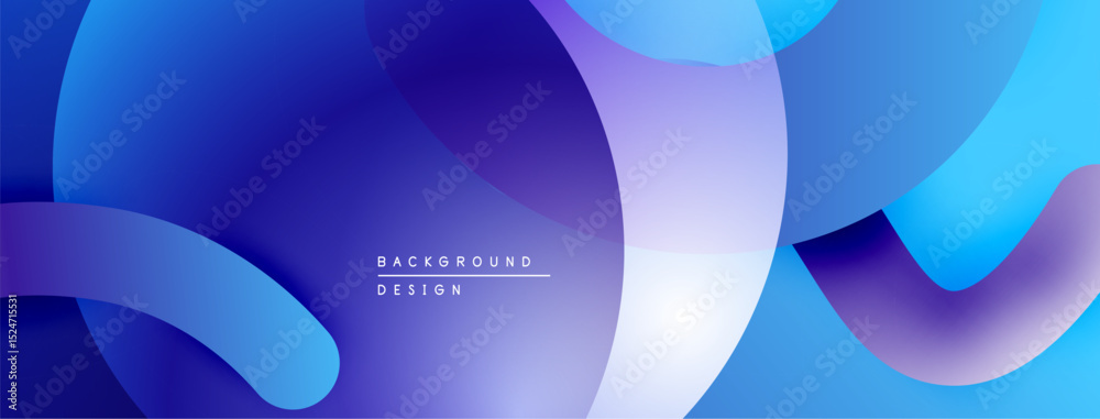 Poster Abstract fluid shapes, blue purple gradients. Modern design, smooth curves create dynamic composition. Background texture, vibrant colors.