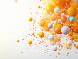 Dynamic burst of colorful spheres abstract art creation studio setting vibrant environment close-up perspective modern artistic concept
