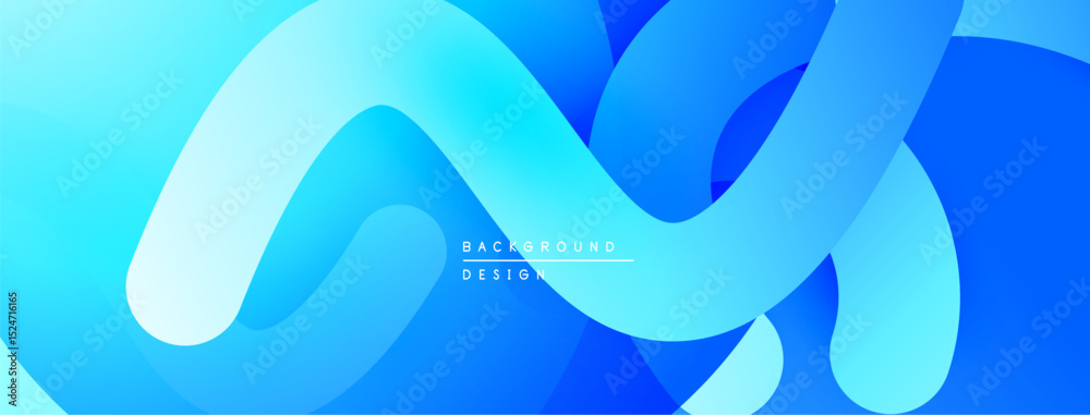 Poster Abstract blue waves create dynamic backdrop. Smooth gradients, flowing shapes suggest movement, modern design aesthetic.
