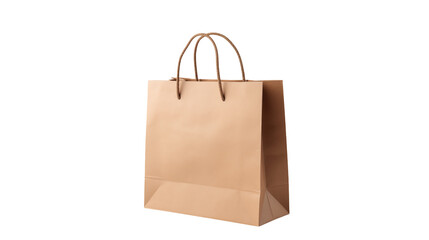 A simple brown paper shopping bag isolated on Transparent background