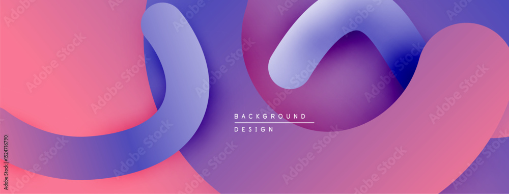 Poster abstract flowing ribbons, vibrant pinks, purples create dynamic background. smooth gradients, modern