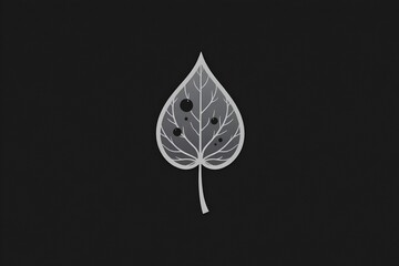 stylized outline of a leaf with water droplets in a minimalistic design.