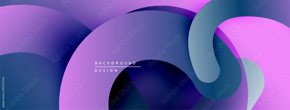 Aufkleber Abstract fluid shapes, purple hues dominate design. Smooth gradients create dynamic composition. Modern aesthetic.
