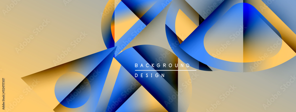 Aufkleber Abstract design features overlapping blue, gold shapes. Soft gradients create dynamic visual texture. Minimalist style, modern aesthetic.