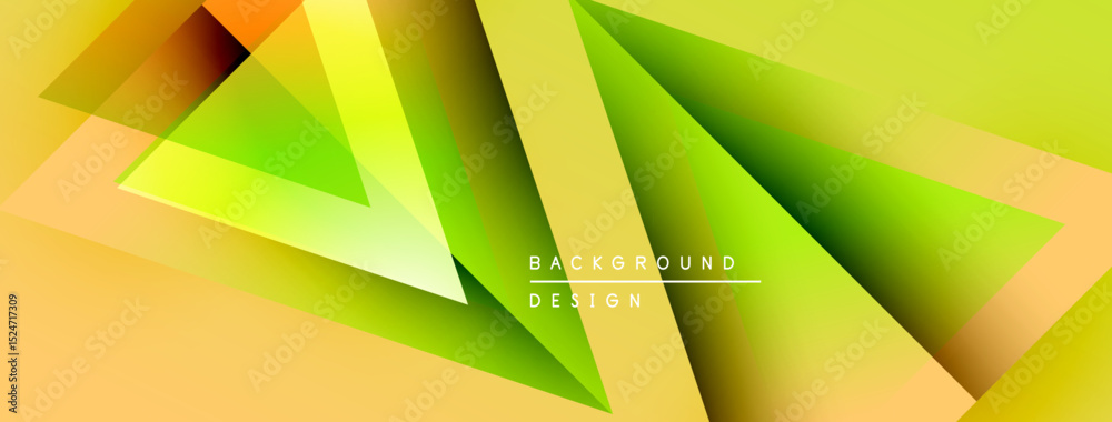 Poster abstract geometric shapes overlap. yellow, green hues dominate design. modern background with gradie