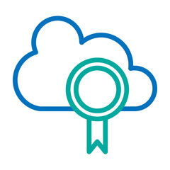 Online Certification Vector Line Blue Bluish Green Icon Design