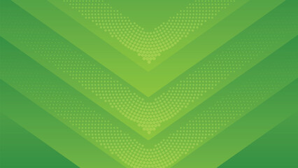 abstract green arrow banner background with diagonal stripes and dot halftone. vector illustration
