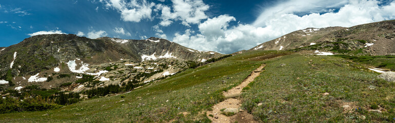 Trail Leading Through Tundra Up to The Saddle